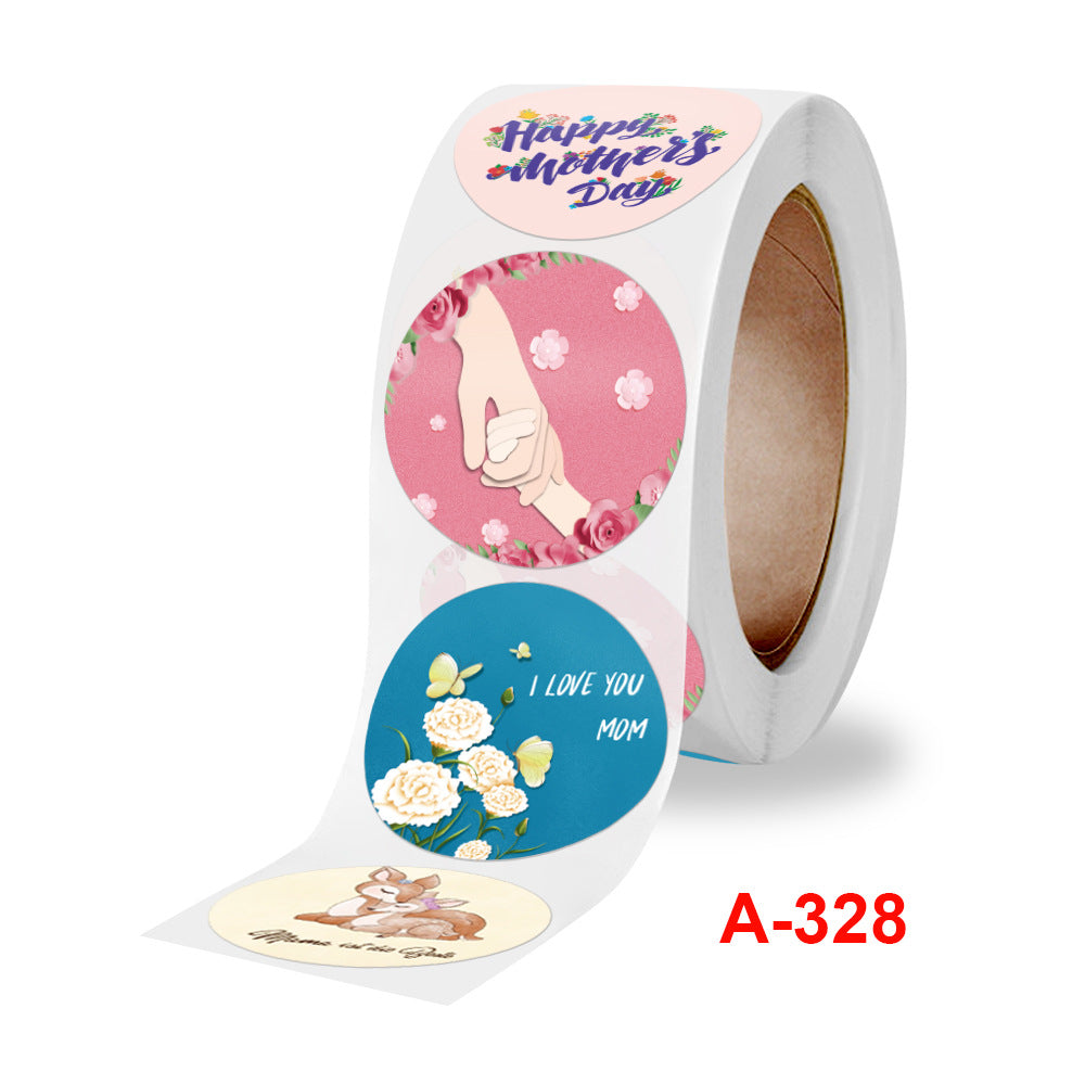 Wholesale Roll Pack Mother's Day Thank-you Flower Decoration Stickers